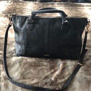 Tahari Black Leather Shoulder Bag Crossbody Purse